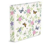 Mareli Álbum de fotos 32 x 31 cm, diseño de flores y mariposas, 40 hojas blancas perforadas