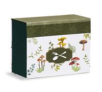 Mareli Caja recetario con 60 Tarjetas ilustradas para Rellenar con Sus Recetas y 6 divisores con diseño de Alimentos, Papel, Verde, 22,5 x 11 x 17 cm