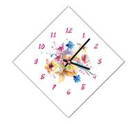 Mareli - Reloj de Pared 42 x 42 cm, silencioso, Esfera de Madera recubierta de Papel Laminado Mate Estampado Apto para salón, Cocina, Oficina, Color Blanco, 42 x 42 cm