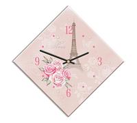 Mareli Reloj de Pared Cubierto con Papel Laminado Mate - Adecuado para Sala de Estar, Cocina, Oficina - Mecanismo silencioso