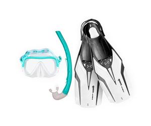 Mares Aquazone Set Nateeva Keewee, Conjunto con Máscara Tubo y Aletas de Snorkel Adulto, Unisex, Blanco, M/L