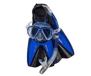 Mares Máscara Tubo y Aletas Aquazone Set X-One Marea, Conjunto con Máscara Tubo y Aletas de Snorkel Adultos, Unisex, Azul, Blanco/Lime, L/XL
