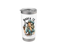 Marfa TX USA Cowgirl con diseño de pistola estilo occidental Vaso térmico de acero inoxidable de doble pared