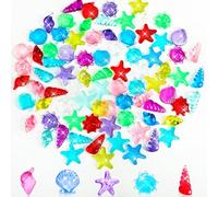 MARFOREVER 100 piedras preciosas acrílicas oceánicas para manualidades con animales marinos, piedras preciosas del tesoro pirata para boxeo sensorial, juguetes de piscina, regalos de fiesta, arte