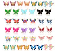 MARFOREVER 40 unidades/20 pares de dijes de mariposa, dijes de mariposas mixtas para hacer joyas, colgantes de mariposa esmaltados surtidos para collares, aretes, pulseras, manualidades, 3.94x2.87