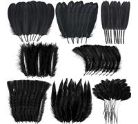 MARFOREVER Plumas negras para manualidades, 8 estilos, 320 piezas surtidas, plumas naturales mixtas, plumas de ganso negro para manualidades, atrapasueños, bodas, hogar, vacaciones, fiestas