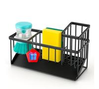 MARFRAND.Organizador Fregadero Cocina. Soporte Estropajo Fregadero con Porta Utensilios de Cocina. Organizador cocina. Incluye Dispensador de Jabon con Brocha y Esponja Magica