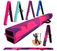 Marfula Viga plegable de espuma para gimnasia, extra firme, cubierta de gamuza, parte inferior antideslizante con bolsa de transporte para niños y adultos, uso doméstico (rosa, morado, camuflaje, 6