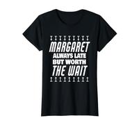 Margaret Worth The Wait Nombre Divertido Que Margaret Saying Camiseta gráfica económica, Mujer, Negro, M