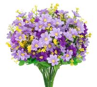 Margarita artificial - 6 paquetes de flores decorativas resistentes a los rayos UV para uso en interiores y exteriores, perfectas para jarrones, tumbas y jardines