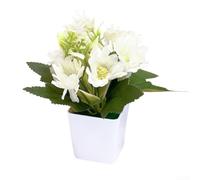 Margarita artificial en maceta, plantas falsas realistas para decoración de mesas de interiores, se desvanecen a prueba de vegetación sintética, 17 cm (blanco)
