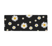 Margarita Blanca Amarilla Flor Negra,Alfombrilla de ratón Grande para Escritorio, Teclado de Ordenador, Base de Goma Antideslizante, 30 x 80 cm