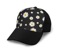Margarita Blanca Amarilla Flor Negra,Gorra de béisbol clásica Ajustable, Gorra de papá, Gorra de Camionero Unisex.