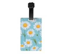 Margarita blanca en fondo azul claro Etiquetas de equipaje para maletas etiquetas duraderas para bolsas fáciles de reconocer bolsas esenciales de viaje