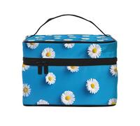 Margarita Blanca Estampada., Bolsa de Maquillaje Bolsa de cosméticos Bolsa de Aseo de Viaje portátil Estuche para lápices