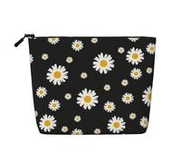 Margarita Blanca y Amarilla Negra,Neceser de Maquillaje de imitación Lino, Neceser de Viaje portátil