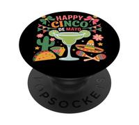 Margarita Cactus Taco Fiesta Happy Cinco De Mayo Celebración PopSockets PopGrip Adhesivo
