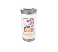 Margarita con nombre de perro, regalo personalizado Busy With My Dog Daisy Vaso térmico de acero inoxidable de doble pared