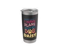 Margarita con nombre de perro, regalo personalizado Busy With My Dog Daisy Vaso térmico de acero inoxidable de doble pared