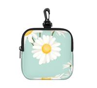 Margarita exuberante Flor Floral,Bolsa de Almacenamiento Cuadrada con Cremallera, Monedero de Neopreno, Carteras pequeñas, Monedero pequeño, Monedero