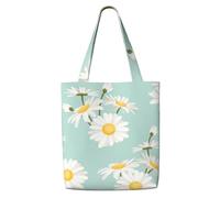 Margarita exuberante flor floral,Bolsas de supermercado reutilizables, bolsas de compras, bolsas de lona de gran capacidad, bolso de hombro