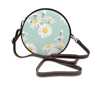 Margarita exuberante flor floral,Bolso de hombro de piel sintética, bolso cruzado redondo - Bolso circular para mujer