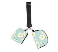 Margarita exuberante flor floral,Bolso de muñeca para deportes al aire libre, monedero portátil, cartera de muñeca con llavero desmontable