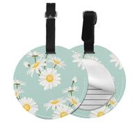 Margarita exuberante flor floral,Etiquetas de equipaje de cuero sintético con nombre, etiquetas de viaje duraderas, 2 unidades