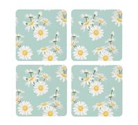 Margarita exuberante Flor Floral,Posavasos Cuadrados de Corcho MDF, Almohadilla para Tazas, Juego de 4 Posavasos para Bebidas