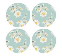 Margarita exuberante Flor Floral,Posavasos Redondos de Corcho MDF, Almohadilla para Tazas, Juego de 4 Posavasos para Bebidas