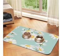 Margarita exuberante Flor Floral,Tapete para Comida de Mascotas, manteles Individuales de Cuero sintético para Gatos y Perros,40x60cm