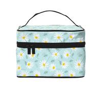 Margarita Floral Delicada Azul y Blanca, Bolsa de Maquillaje Bolsa de cosméticos Bolsa de Aseo de Viaje portátil Estuche para lápices