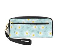 Margarita Floral Delicada Azul y Blanca, Bolsa de Maquillaje Bolsa de cosméticos Bolsa de Aseo de Viaje portátil Estuche de Cuero para Mujeres y niñas