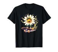 Margarita floreciente con monopatín para Amantes de la Pradera de Flores Camiseta
