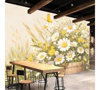 Margarita Papel Pintado 400 x 280 CM, 3D Amarillo Dormitorio Mate Fotomurales Pared, Impermeable Murales Papel Tapiz, No Tejido Sala de Estar Papel Tapiz Grande