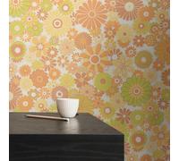 Margarita Papel Pintado Floral Mostaza Retro 39535-5 AS Creation Pared Vinilo
