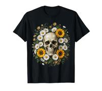 Margarita Primavera Girasol cráneo Floral Verano Margaritas Flor Camiseta