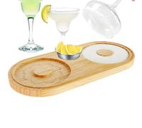 Margarita Sal Rimmer,Juego de Margarita Rimmer - Juego de Rimmer de barra Rimmer - Rimmer de cóctel de madera, bandeja para Rimmer de bebidas, plato de Rimmer de sal con cuenco de acero inoxidable, co