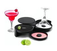 Margarita Salt Rimmer Set, 3 Tier Bar Glass Rimmer Para Margarita Y Cóctel Caja De Sal Recipiente De Especias Borde De Vidrio De Plástico Negro Para Cócteles Margaritas Bloody Marys Y Gimlets