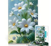 Margaritas Blancas con Gotas de Agua Rompecabezas para Adultos de 1000 Piezas Desarrolla la Memoria Divertido Corte de Alta precisión Fácil de Aprender Disfrute en Familia (38x52cm)