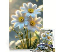 Margaritas Blancas en un Campo Soleado Rompecabezas de 1000 Piezas para Adultos Recuerdo de Poder Luz Disfrute Bordes precisos Regalo significativo (50x75cm)
