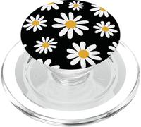 Margaritas Floral Retro Patrón Margarita a Gran Escala sobre Negro PopSockets PopGrip para MagSafe