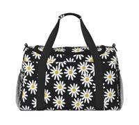 Margaritas Flores Florales Flor Blanco y Negro Sencillo,Bolsas Deportivas, Bolsos de Viaje Deportivos Cruzados de Mano, Bolsas de Viaje de Gran Capacidad para Mujeres y Hombres.