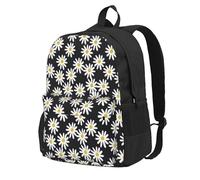 Margaritas Flores Florales Flor Blanco y Negro Sencillo,Mochila con bolsillos, mochila informal para el día a día, resistente al agua, ideal para la escuela, viajes