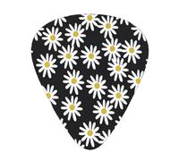 Margaritas Flores Florales Flor Blanco y Negro Simple,12 púas de guitarra, 3 grosores diferentes para guitarra acústica, bajo y ukelele