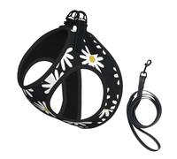 Margaritas Flores Florales Flor Blanco y Negro Simple,Arnés para Mascotas, arnés Reflectante Ajustable para Perros,M