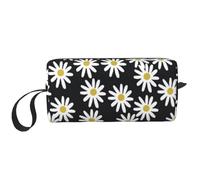 Margaritas Flores Florales Flor Blanco Y Negro Simple, Bolsa de Maquillaje Bolsa de cosméticos Bolsa de artículos de tocador de Viaje portátil Bolsa de Maquillaje