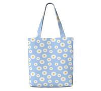 Margaritas sobre un fondo azul，Bolsas de supermercado reutilizables, bolsas de compras, bolsas de lona de gran capacidad, bolso de hombro