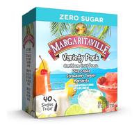 Margaritaville Singles to Go - Mezcla de bebida de agua, paquete variado, contiene 4 sabores: ponche de frutas del Caribe, piña colada, daiquiri de fresa y margarita, 1 caja (40 porciones individuales