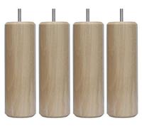 Margot 3700527815763 Camaleón Cilindro - Juego de 4 Patas de Cama de Madera, Barniz Natural, Altura 20 cm, Natural Wood